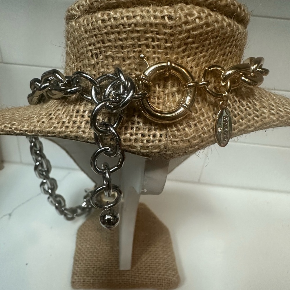 Chico chunky chain necklace in silver and gold colors - Picture 5 of 5